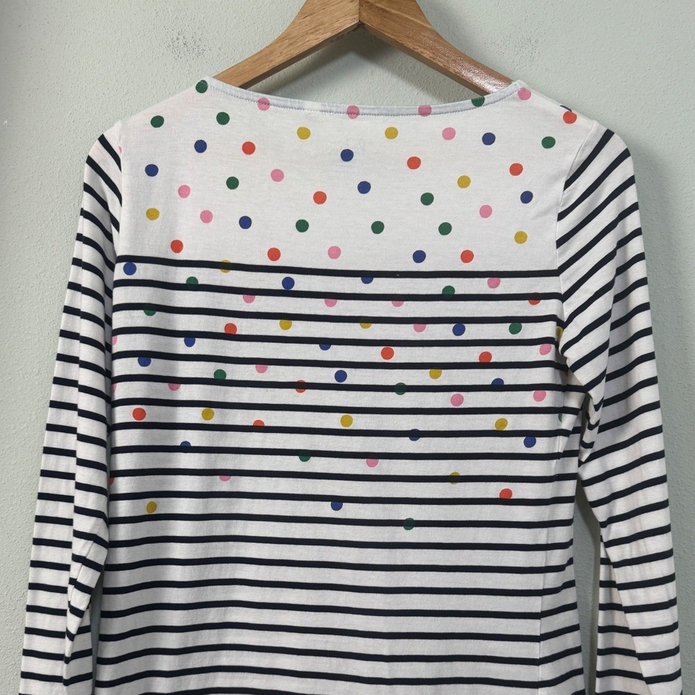 Boden Breton Stripe Polka Dot Cotton Long Sleeve Tee Colorful Preppy Size 8 / M - Picture 6 of 10